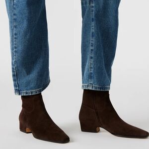 Steve Madden Booties 7 Chocolate Brown Suede Dusty Ankle Boot Low Heel New $160